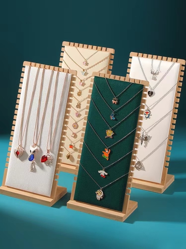 عرض موقف مجوهرات الخشب اللون 90 * 90 * 210 مم عرض علبة قلادة