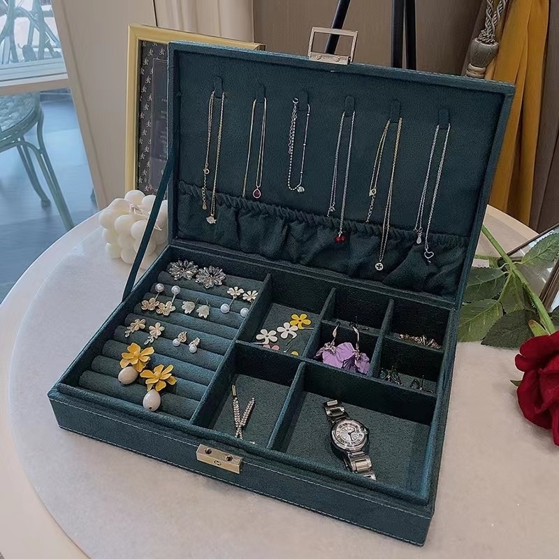 Morandi Blue Suede Luxury Travel Jewelry Case حسب الطلب الحجم منظم مجوهرات السفر